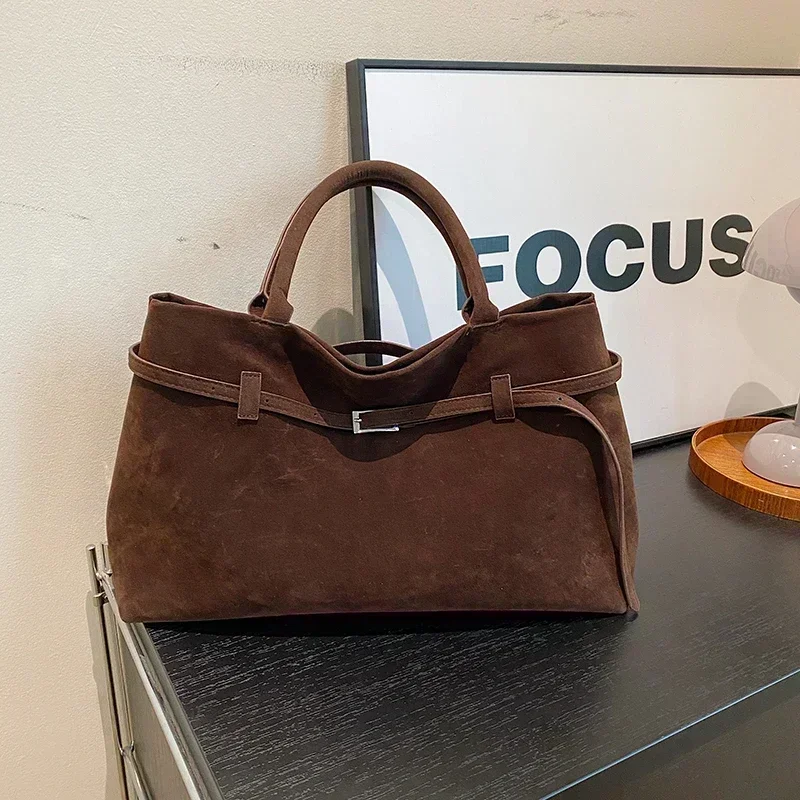 Women Hand Bags Sale - Buckle Decorative Design Solid Faux Suede