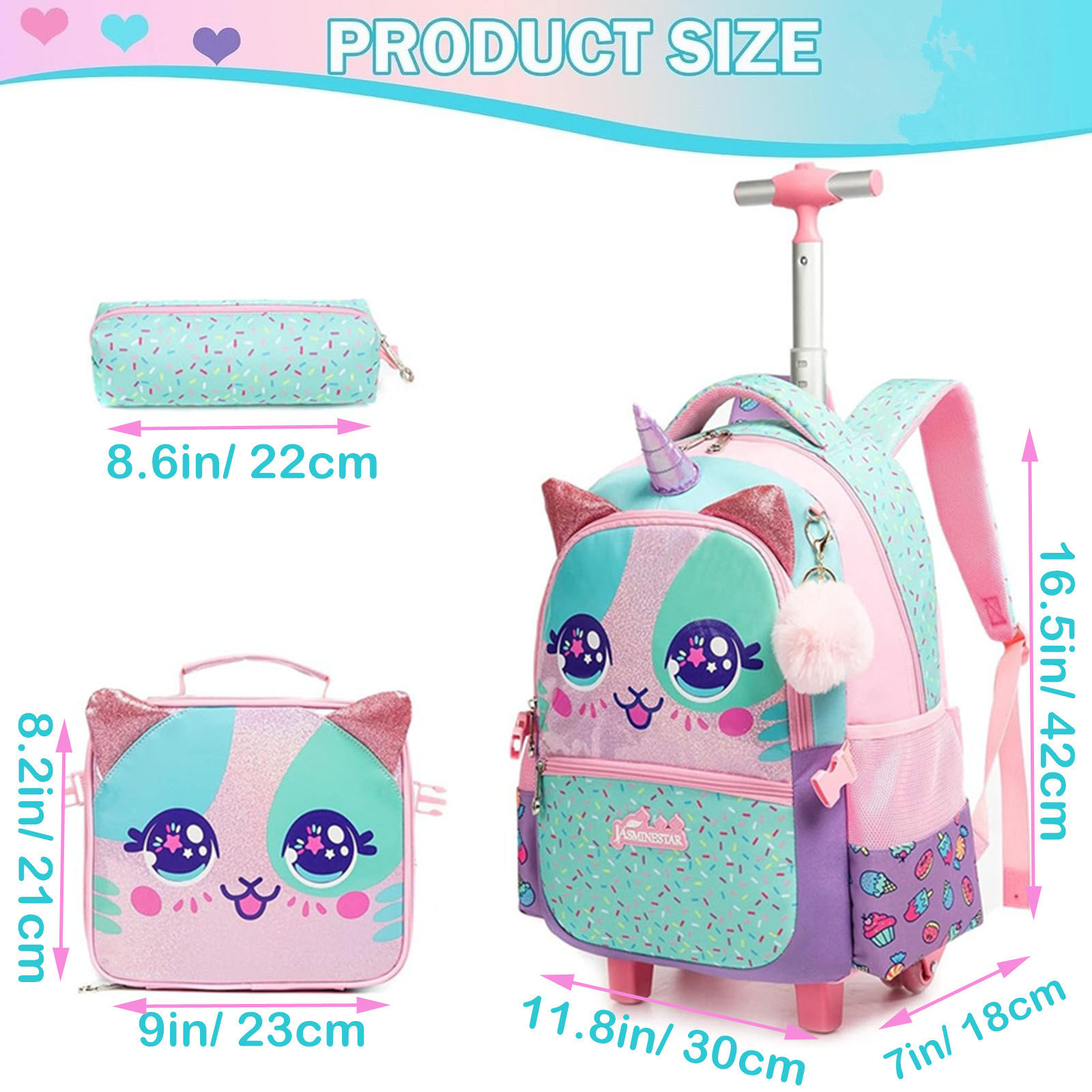 3PCS Cute Rolling Backpack for - Women'S Kipling Bags 리뷰 및 가격