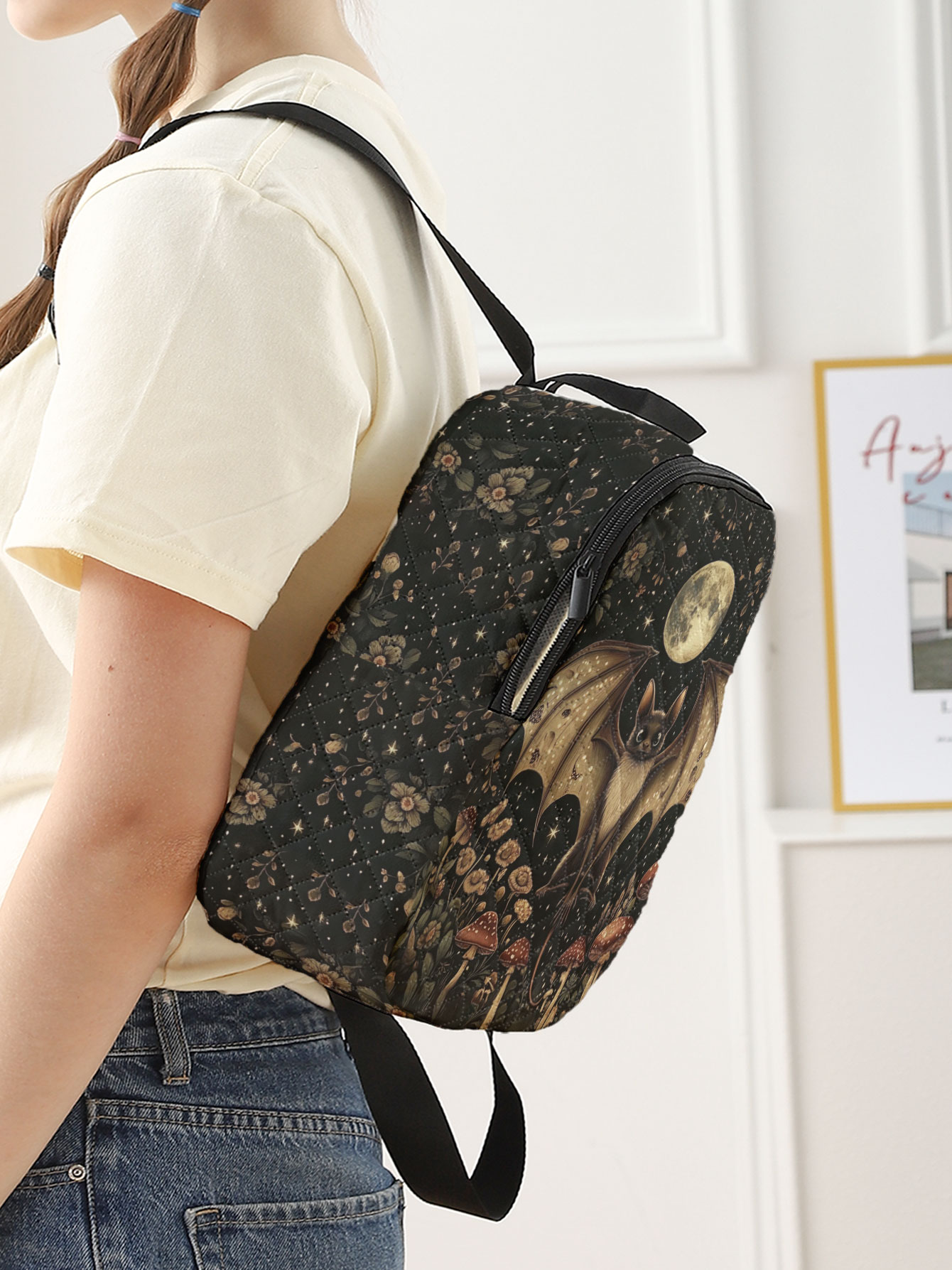 Bat Moon Mushroom Floral Print - Women'S Bags Going Out 리뷰 및 가격