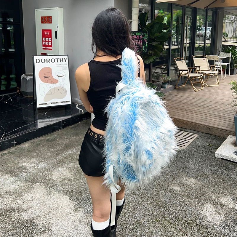 JIAERDI Ice Blue Long Plush Ba - Women'S Bags Going Out 리뷰 및 가격