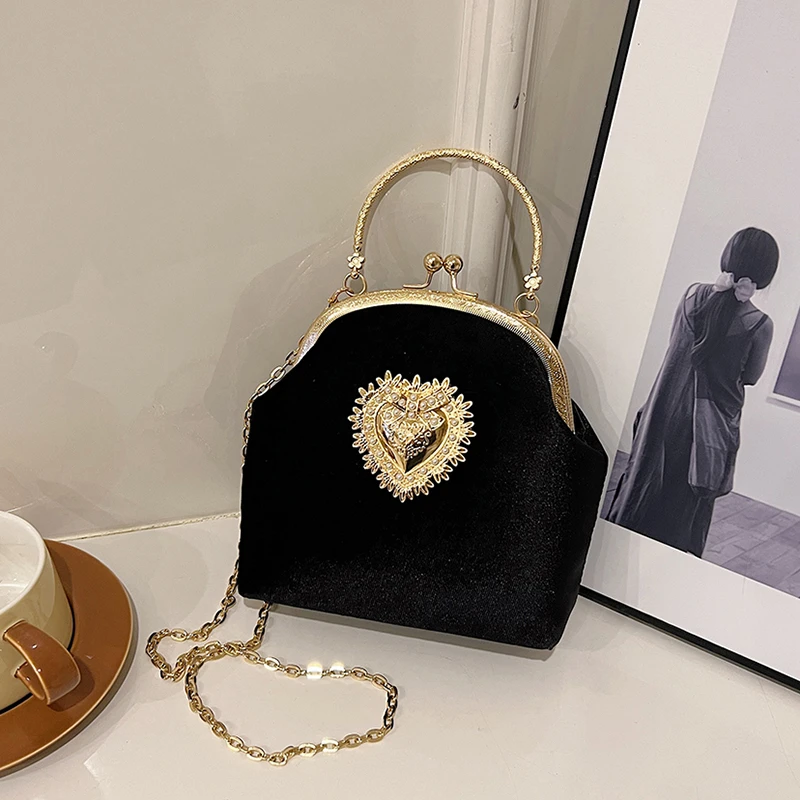 Chains Velvet Frame Heart Dinn - Women Hand Bags Sale 리뷰 및 가격