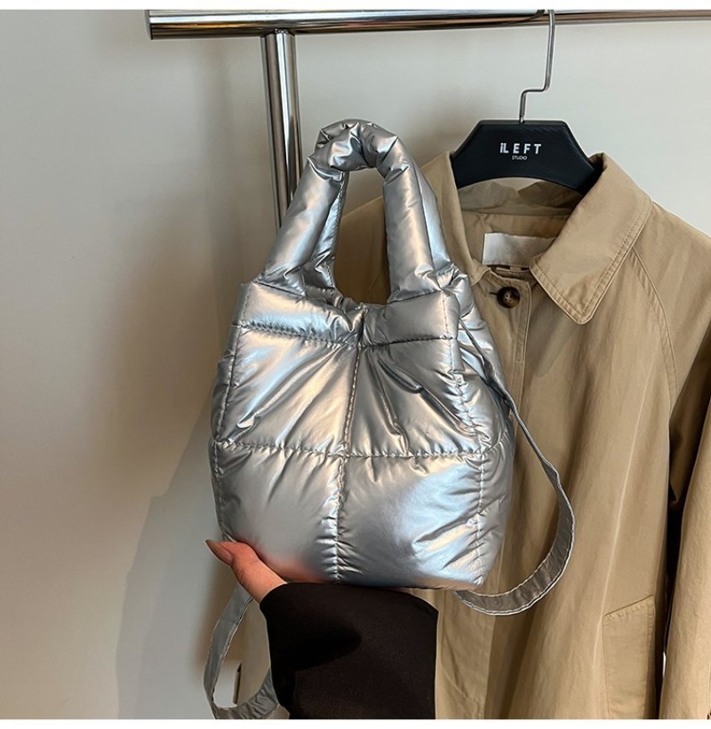 Women's Silver Quilted Nylon M - Women Hand Bags For Office 리뷰 및 가격
